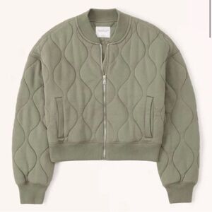 Abercrombie and Fitch Quilted Olive Green Bomber Jacket, XS